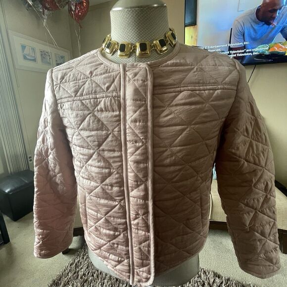 Vintage Ann Taylor Quilted Jacket Small Cropped Zip Chic Cozy Work Feminine Barn - Picture 2 of 11